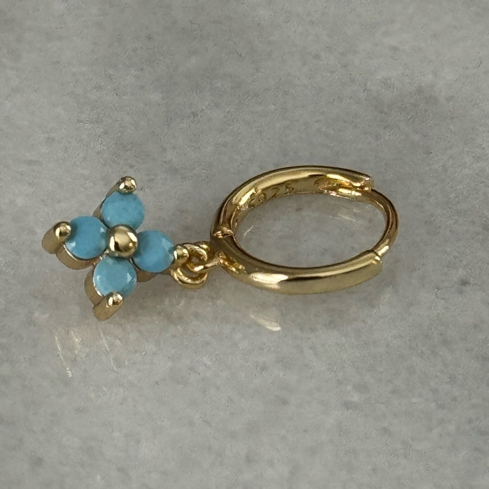 COPY - Gold Turquoise Crystal Huggie Hoop Dangle Earrings 

Brand New - Picture 5 of 5